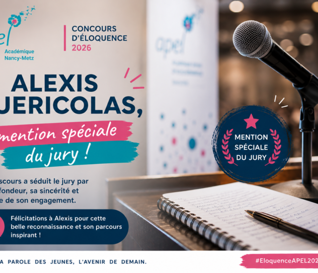 Concours d’Éloquence APEL 2026 : Alexis GUERICOLAS reçoit une mention spéciale du jury