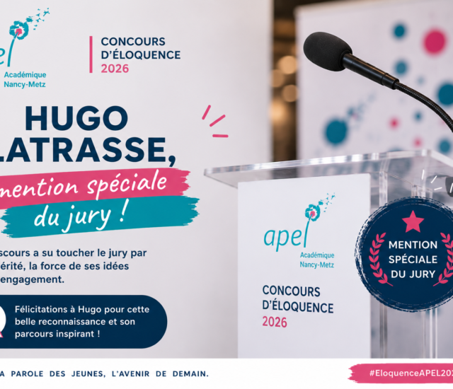 Concours d’Éloquence APEL 2026 : Hugo LATRASSE reçoit une mention spéciale du jury